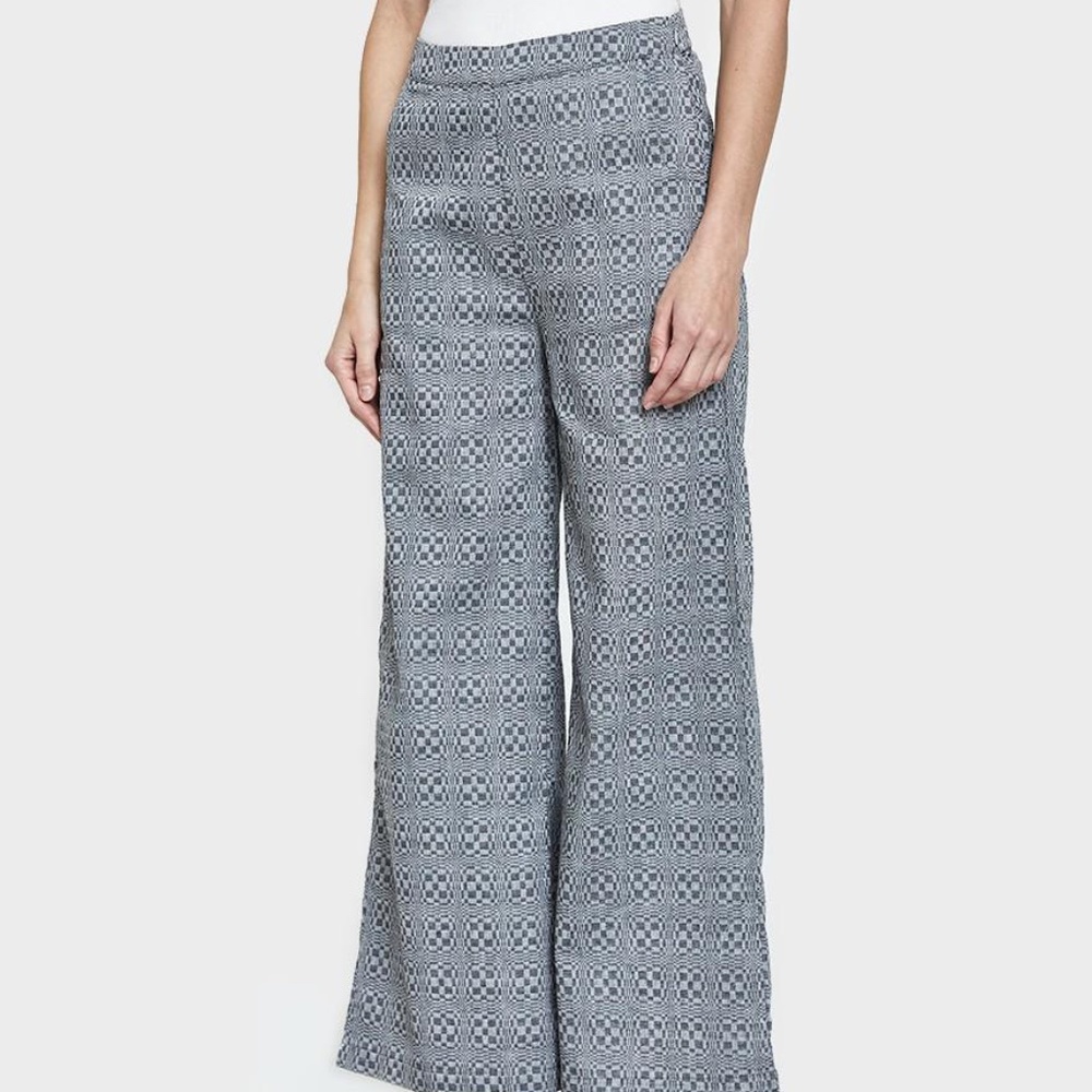 High-Rise Wide Leg Geometric Print Pants - Gray